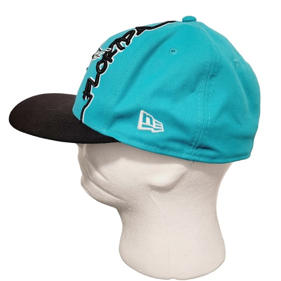 New Era Unisex Florida Marlins Blue Black Lightweight Baseball‎ Cap Size 7 1/4 - Picture 5 of 10